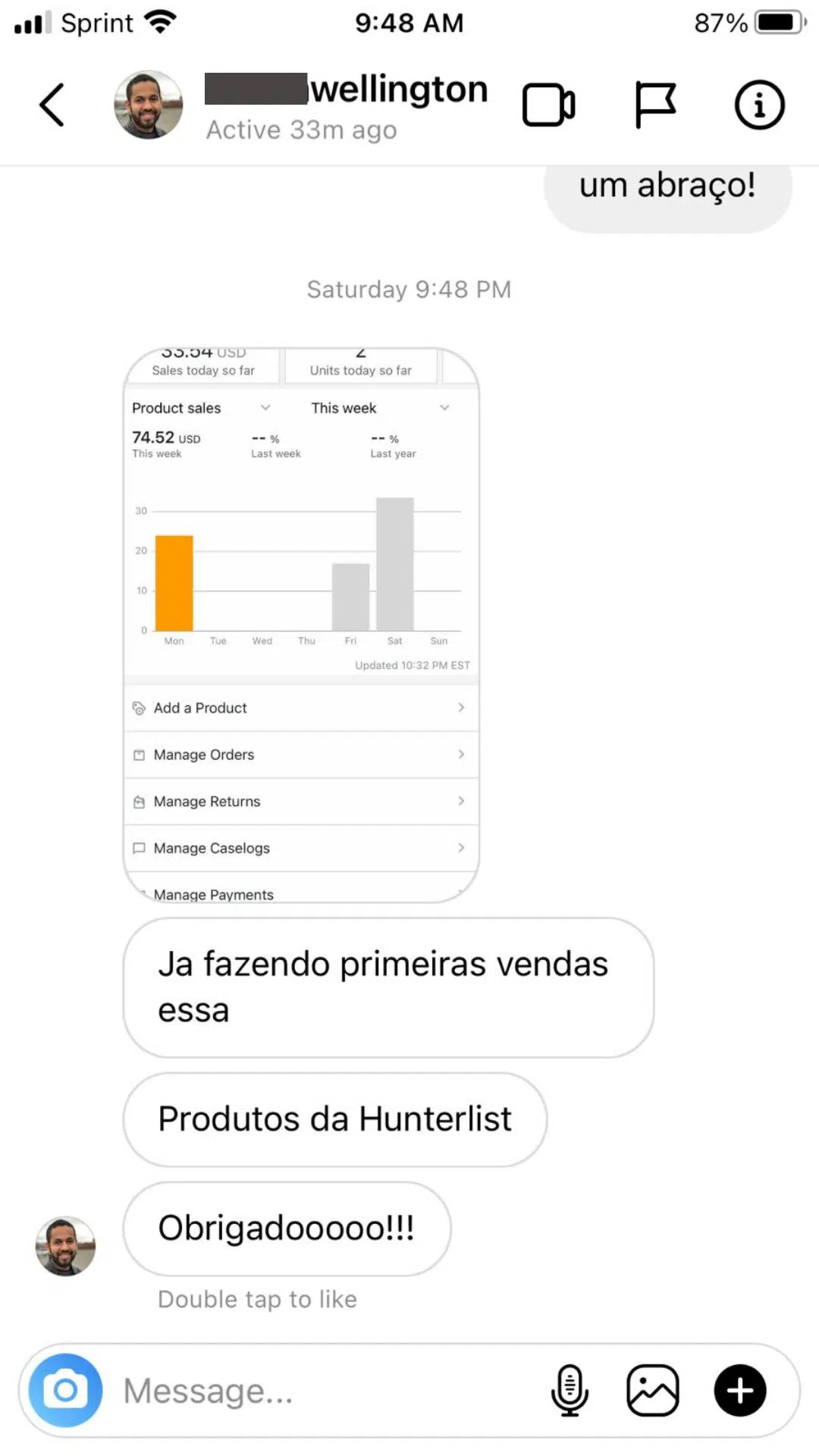 Wellington - Primeiras vendas
